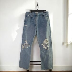 AGOLDE 90's Mid Rise Loose Fit Distressed Jeans.  (AB5)